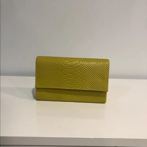 Yellow Clutch with Gold Chain Handle